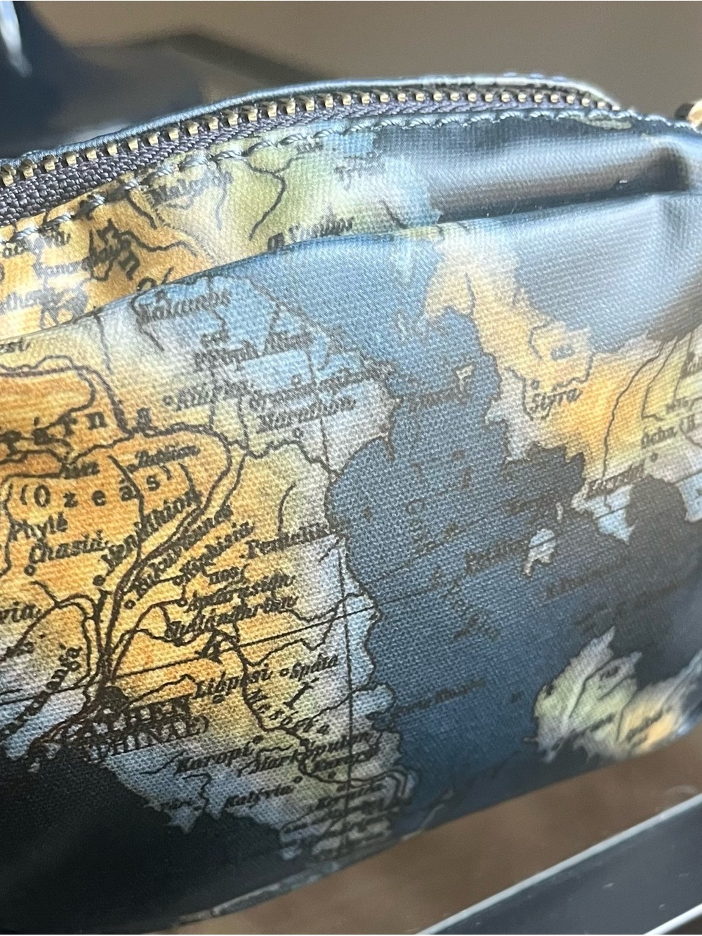Patricia Nash Greek Isles Vacation Wristlet Map-Print in Blue and Brown - Picture 7 of 7